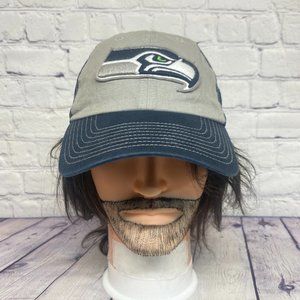 Seattle Seahawks Hat Cap Strap Back Gray Navy Blue Sports NFL Embroidered OTS